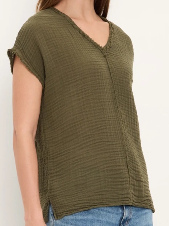 Michael Stars Tops - NWT Michael Stars Draya V-Neck Cotton Double Gauze Top Olive Size Medium